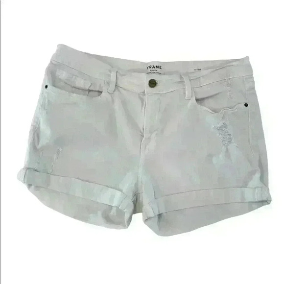 FRAME Le Cutoff Denim Shorts in Blanc Size 31 - Picture 1 of 9